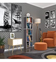 Kenzlife kitaplık süper ga 150*40*19 gri 5 katlı tek bölme çift bölme opsiyonlu ofis mutfak banyo dolabı arkalıksız (Karışık)