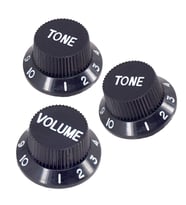 Elektro Gitar Potans Düğme Başlığı Pot Düğmesi Ton + Ses 3'lü Siyah/Beyaz