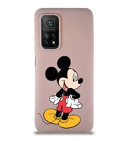 Xiaomi Mi 10T Pro Soft Premier Kapak Mickey Mouse-D Tasarımlı Silikon Kılıf - Pudra (Şeffaf)