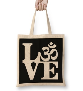 Om Love Om Symbol Bez Çanta Uzun Saplı