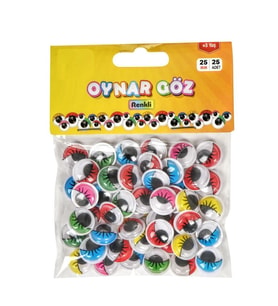 Hayal Sepeti Renkli Oynar Göz 25mm  - 25 Adetli Paket