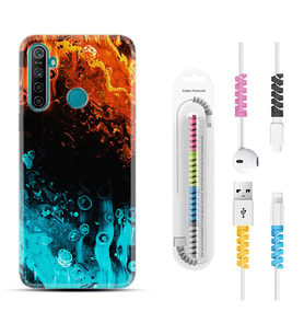 Realme 5i 5 Pro 6i 7 Pro 8 Kılıf Kablo Koruma Spiral Silikon Orange Blue Color 1665
