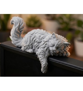 Uzun Tüylü Kedi Monitör Üstü Figürü 3D Baskı Sevimli Masaüstü Dekorasyon Aksesuarı