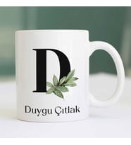 Baş Harf Tasarımlı İsme Özel Seramik Kahve Kupası (Beyaz)