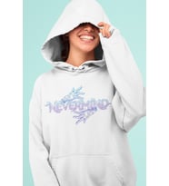 Oversize Desen Baskılı Unisex Hoodie Sweatshirt (Beyaz)
