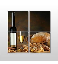 Şarap Ve Kadeh Kanvas Tablo 140x140cm (Karışık)