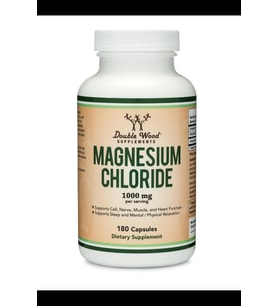 Double Wood Magnesium Chloride (Cloruro De Magnesio) 180 Capsul 1000mg Per Serving, for Sleep, Constipation, Digestion, Bone Health, and Relaxation 3539 (Renksiz)