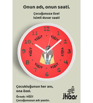 İsme Özel Sevimli Mors Çocuk Odası Duvar Saati Orta Boy 30 cm Beyaz Camlı Sessiz