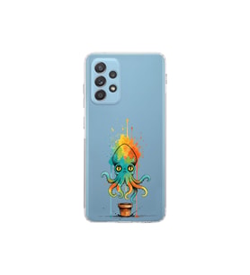 Samsung Galaxy A52 ile uyumlu Splash ahtapot tasarımlı şeffaf silikon kılıf