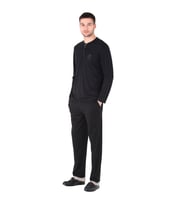 D'S Damat Pijama Takımı Yarım Patlı Uzunkol Siyah (Çok Renkli)