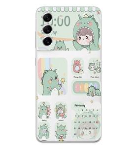 Samsung Galaxy S22 Uyumlu Tatlı Dinozor Kawaii Tasarımlı Şeffaf Telefon Kılıfı