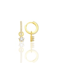 Gümüş altın yaldızlı yıldız kesim zirkon taşlı halka küpe SGTL12251GOLD