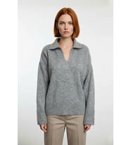 Kadınlar İçin Kışlık Oversize Basic Triko Kazak Polo Yaka Düşük Kol Yumuşak Dokusuyla Konfor Sunar