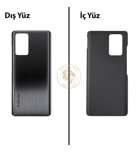Infinix Note 10 Pro Siyah Uyumlu Arka Kapak Arka Cam Batarya Pil Kapağı Lazer Kesim Back Cover