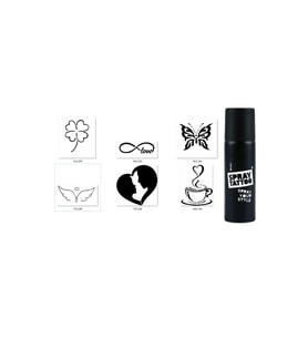 Sevgi Modelleri Spray Tattoo Geçici Dövme Yapma Seti Siyah Sprey Dövme