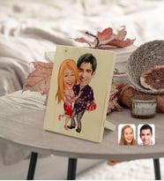 BK Gift Kişiye Özel Sevgililer Karikatürlü Dekoratif Ahşap Çerçeve Model 2