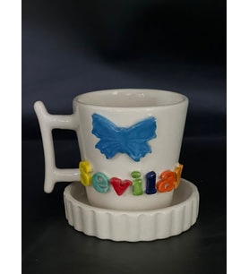 KELEBEKLİ İSİMLİ MUG ALTLIĞI İLE (Krem)