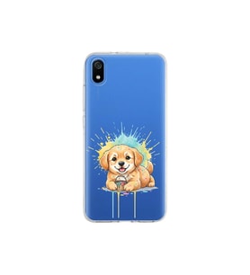 Redmi 7A ile Uyumlu Splash Köpek Tasarımlı Şeffaf Silikon Kılıf
