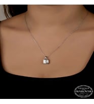 Swarovski Crystal Taşlı Baget Gümüş Kadın Kolye