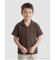 LCW Kids Kahverengi Resort Yaka Erkek Çocuk Gömlek