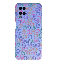 Oppo A54 Uyumlu Lansman Kılıf Hello Kitty Tasarımlı İçi Kadife Kapak-Lila (Şeffaf)