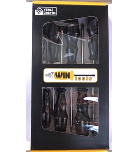 Tornavida Seti Yıldız ve Düz 7 Parça Wın Tools (Kırmızı-Siyah)
