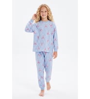 Kız Çocuk %100 Pamuk ve Baskılı Pijama Takımı 3-13 Yaş 12738IS MODANINO