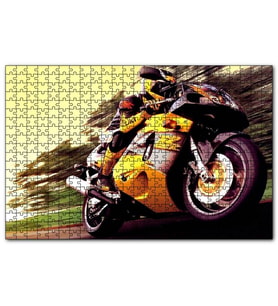 Cakapuzzle Motor Sporları Sarı Motosiklet Görseli  Puzzle Yapboz MDF (Ahşap) (120 Parça)