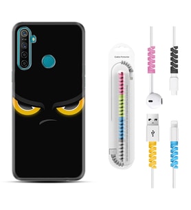 Realme 5i 5 Pro 6i 7 Pro 8 Kılıf Kablo Koruma Spiral Silikon Black Eyes 1644