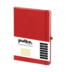 PULKO NOTEBOOK PND041 SERT KAPAK 16x24cm 80gr.240 SAYFA TERMO DERİ KARELİ DEFTER - KIRMIZI