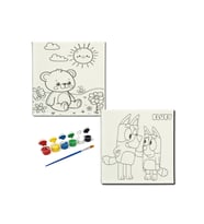 Okul Etkinliği-2'li Tuval Boyama Seti. 20x20 Cm Uv Baskı 6 Akrilik Boya 1 Fırça-model-227