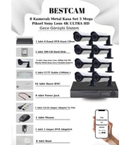 BESTCAM 8 Kameralı Metal Kasa Set 5 Mega Piksel Sony Lensli 4K Ultra HD Gece Görüşlü Sistem 500 GB Hard disk