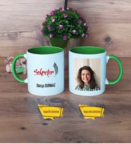 Sekretere Hediye Kupa Bardak Yeşil Fotoğraflı