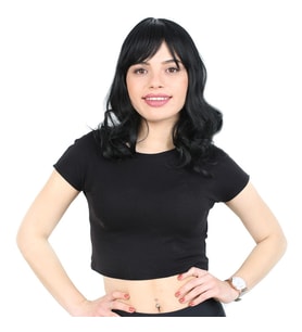 Dalgalı Perçemli Orta Boy Fiber Sen Peruk / Siyah