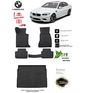 Bmw 5 Serisi F10 2Wd 2016 Araca Özel 3D Paspas Ve 3D Bagaj Havuzu