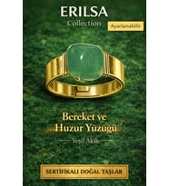 Sertifikalı Bereket ve Huzur Yüzüğü Yeşil Akik Doğal Taş Yüzük Ayarlanabilir El Yapımı (Çok Renkli)