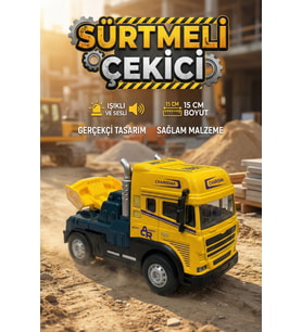 Işıklı Sesli Sürtmeli Çekici Kamyon Die-Cast Oyuncak Araba 15 cm