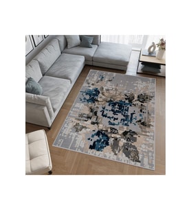 Rovigo Home Dijital Baskı Yıkanabilir Kaymaz Taban Salon Halısı RVG0556 (Gri)