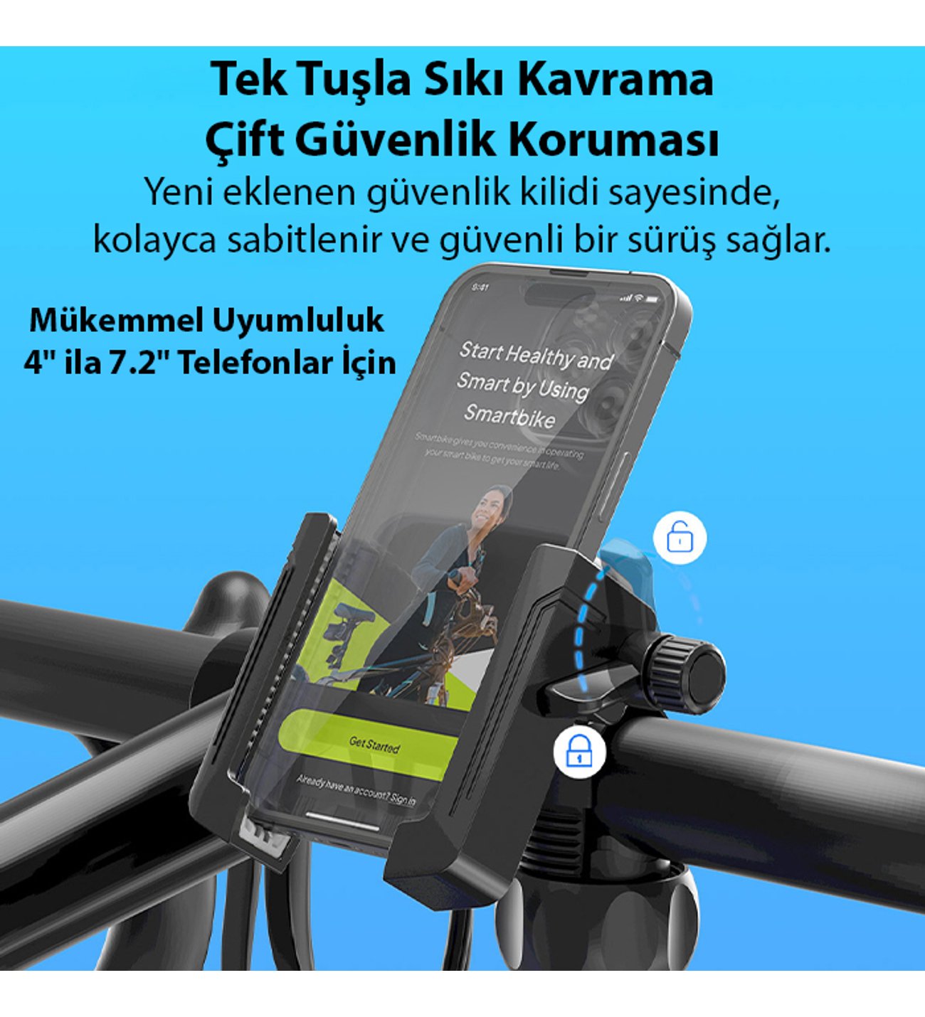 Ally Motosiklet Bisiklet Scooter İçin 360 Derece Dönebilen Gidon