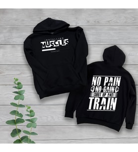 Fitness Göğüs ve Sırt Baskılı Unisex Oversize Sweatshirt (Siyah)