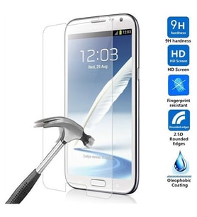 Samsung Galaxy Note 2 Ekran Koruyucu Yeni Nesil HD Kalite Tempered Glass Cam (Renksiz)