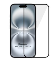 Microsonic Apple iPhone 16 Tam Kaplayan Temperli Cam Ekran Koruyucu Siyah