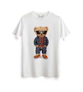 Denim Master Tedy Bear Beyaz Tshirt
