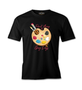 Color Palette with Brushes Siyah Erkek Tshirt