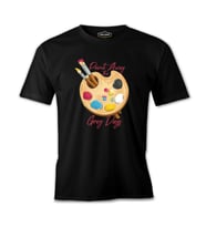 Color Palette with Brushes Siyah Erkek Tshirt