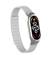 Xiaomi Mi Band 7 Uyumlu Kordon Suni Deri Baklalı Mıknatıslı KRD-69 Kayış