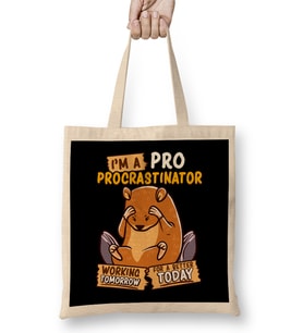 Drama Cute & Funny I'm a Pro Procrastinator Hamster Pun Bez Çanta Uzun Saplı