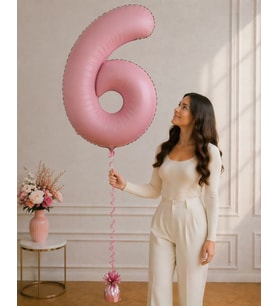 6 Rakamlı Pembe 76 cm Helyum Balon