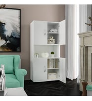 Modilayn Mikrodalga Dolabı 4 Kapaklı Tek Gözlü Ofis Dolabı Çok Amaçlı Dolap Mini Fırın Dolabı  (Beyaz)