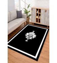 Dijital Kaymaz Taban Yıkanabilir Renkli Salon Halısı Mutfak Halısı Yolluk ND-SD-670 (Siyah)